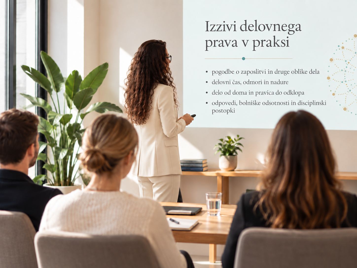 Lea Cimerman vodi delavnico s področja delovnega prava